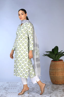 Collection of Handblock printed  Kurti & dupatta set in a gallery layout