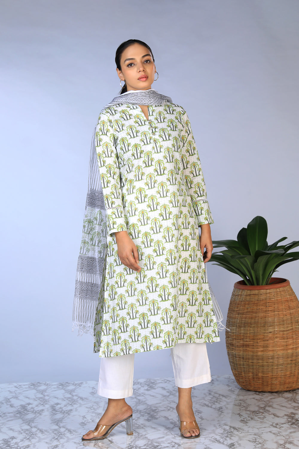 Collection of Handblock printed  Kurti & dupatta set in a gallery layout