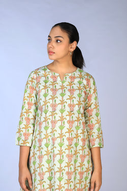 Image of Handblock printed Kurti and pants set