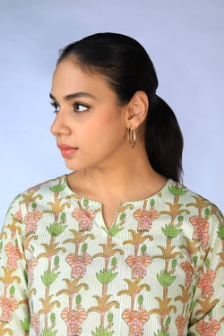 Image of Handblock printed Kurti and pants set