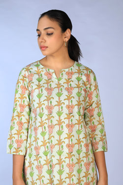 Image of Handblock printed Kurti and pants set