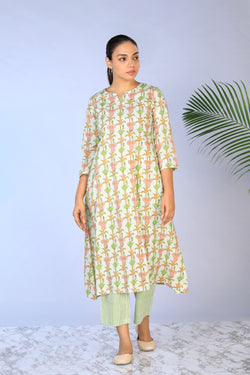 Image of Handblock printed Kurti and pants set