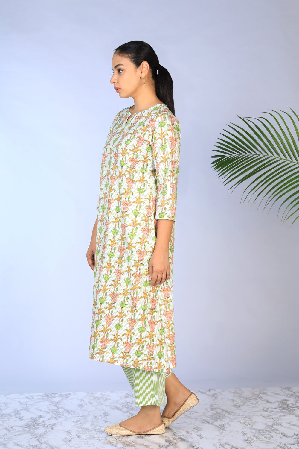 Handblock printed Kurti and pants set