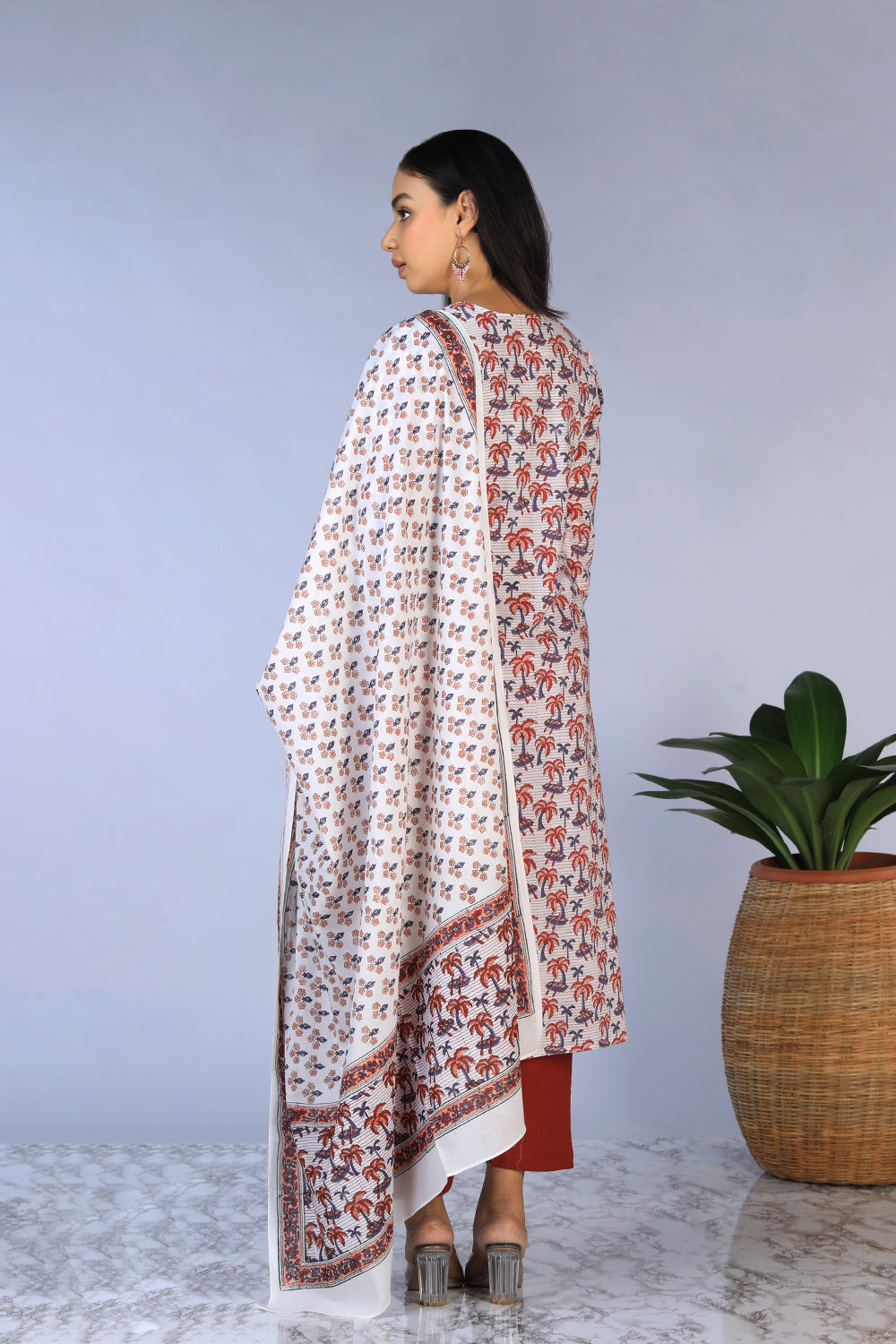 Handblock printed straight fit Kurti and dupatta set