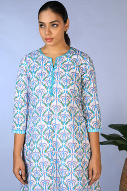 Image of Handblock Printed Kurta, pants & dupatta set