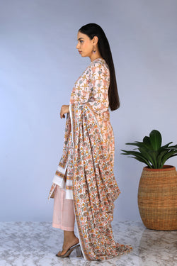 Image of Handblock printed kurti ,pants and dupatta set