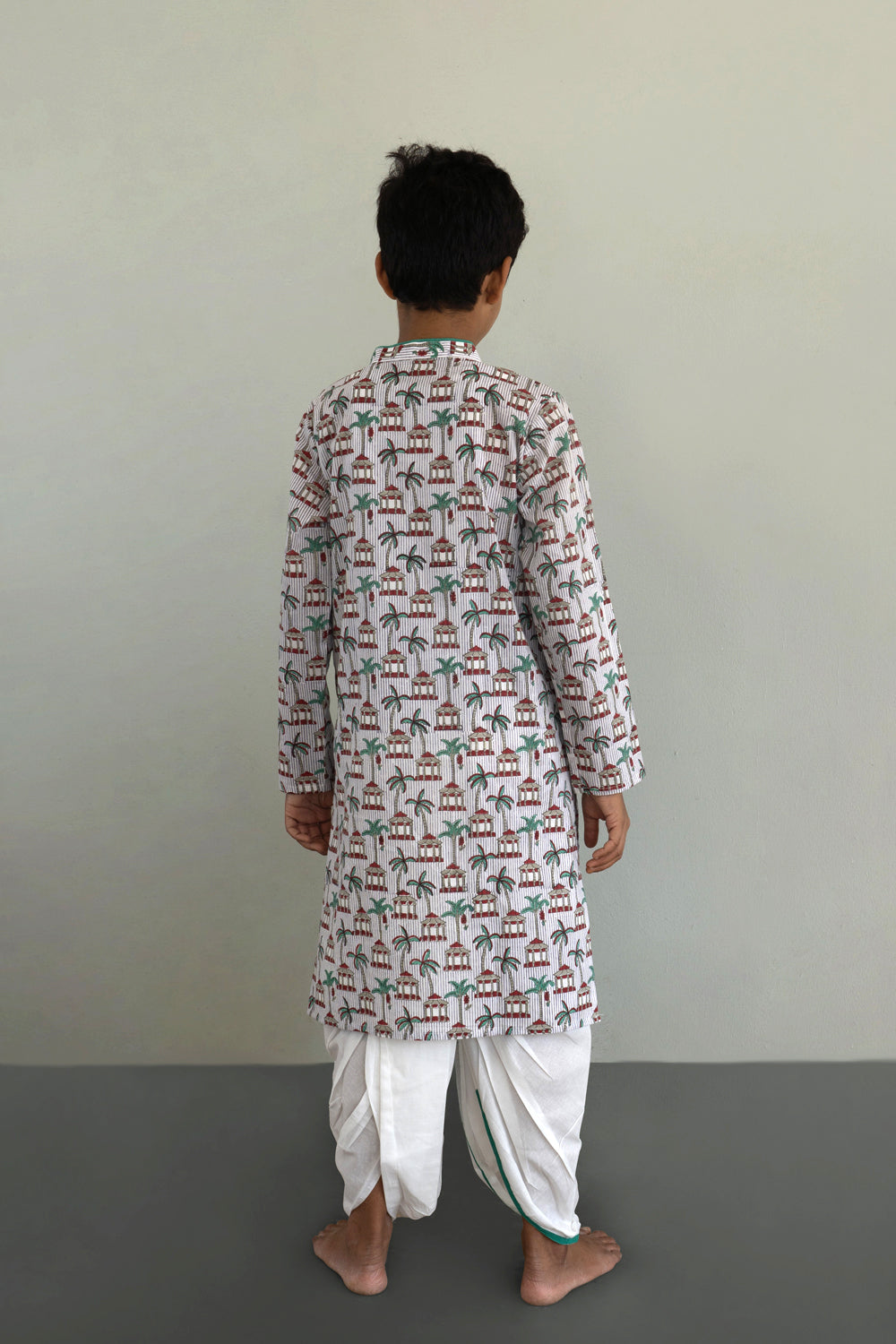 Image of Boys block printed Kurta & Dhoti Set