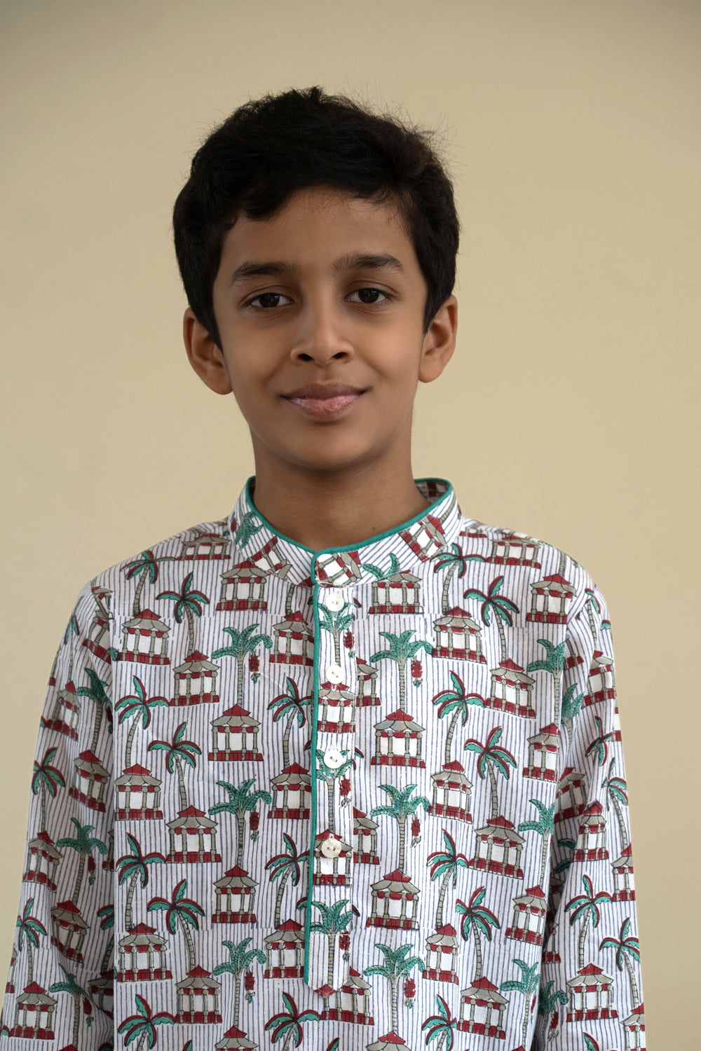 Image of Boys block printed Kurta & Dhoti Set