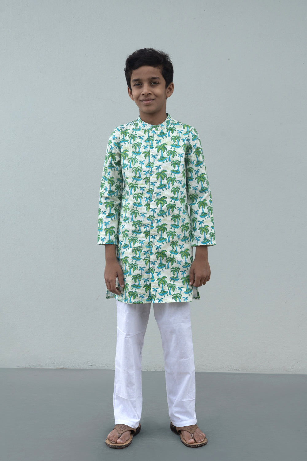 Image of Boys blockprinted Kurta Pyjama set