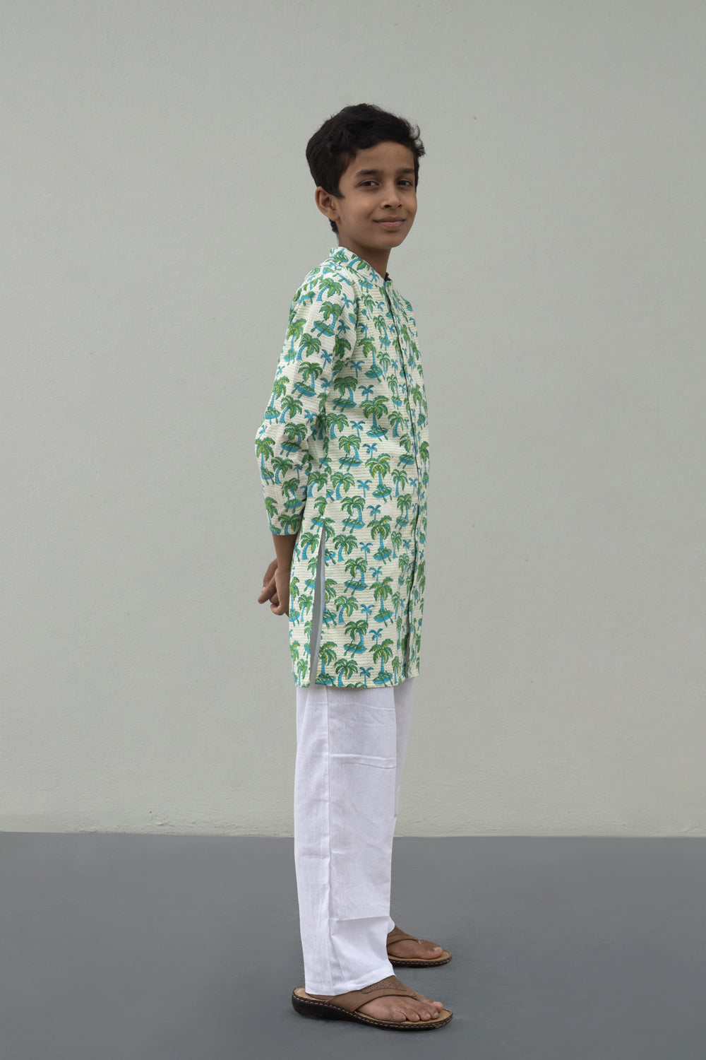 Image of Boys blockprinted Kurta Pyjama set