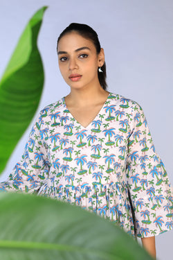 Image of Handblock Printed gathered Dress