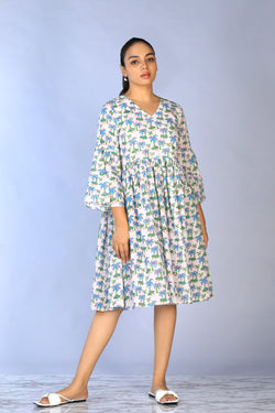 Image of Handblock Printed gathered Dress