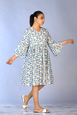 Image of Handblock Printed gathered Dress