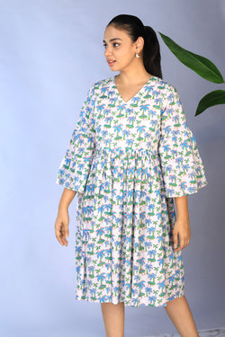 Image of Handblock Printed gathered Dress