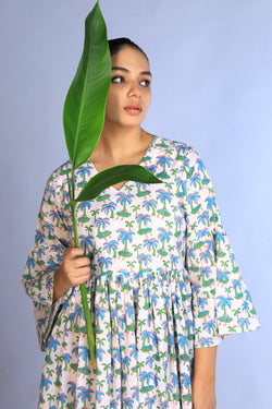 Image of Handblock Printed gathered Dress