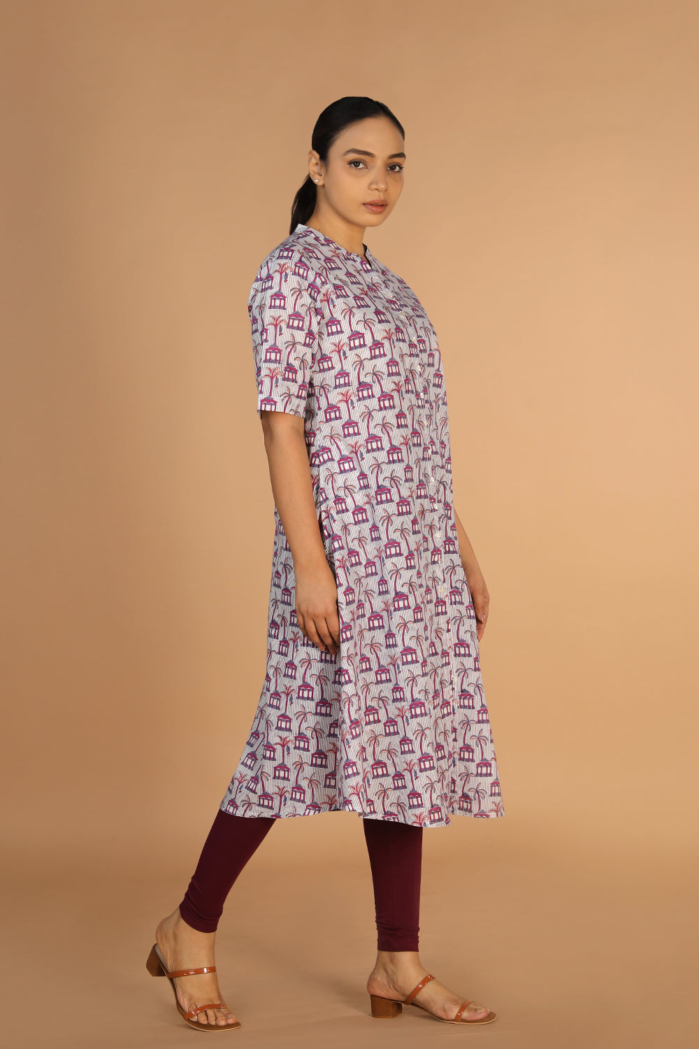 Handblock printed A-line kurti