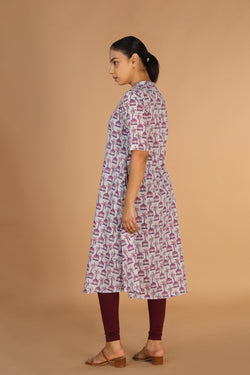 Image of Handblock printed A-line kurti