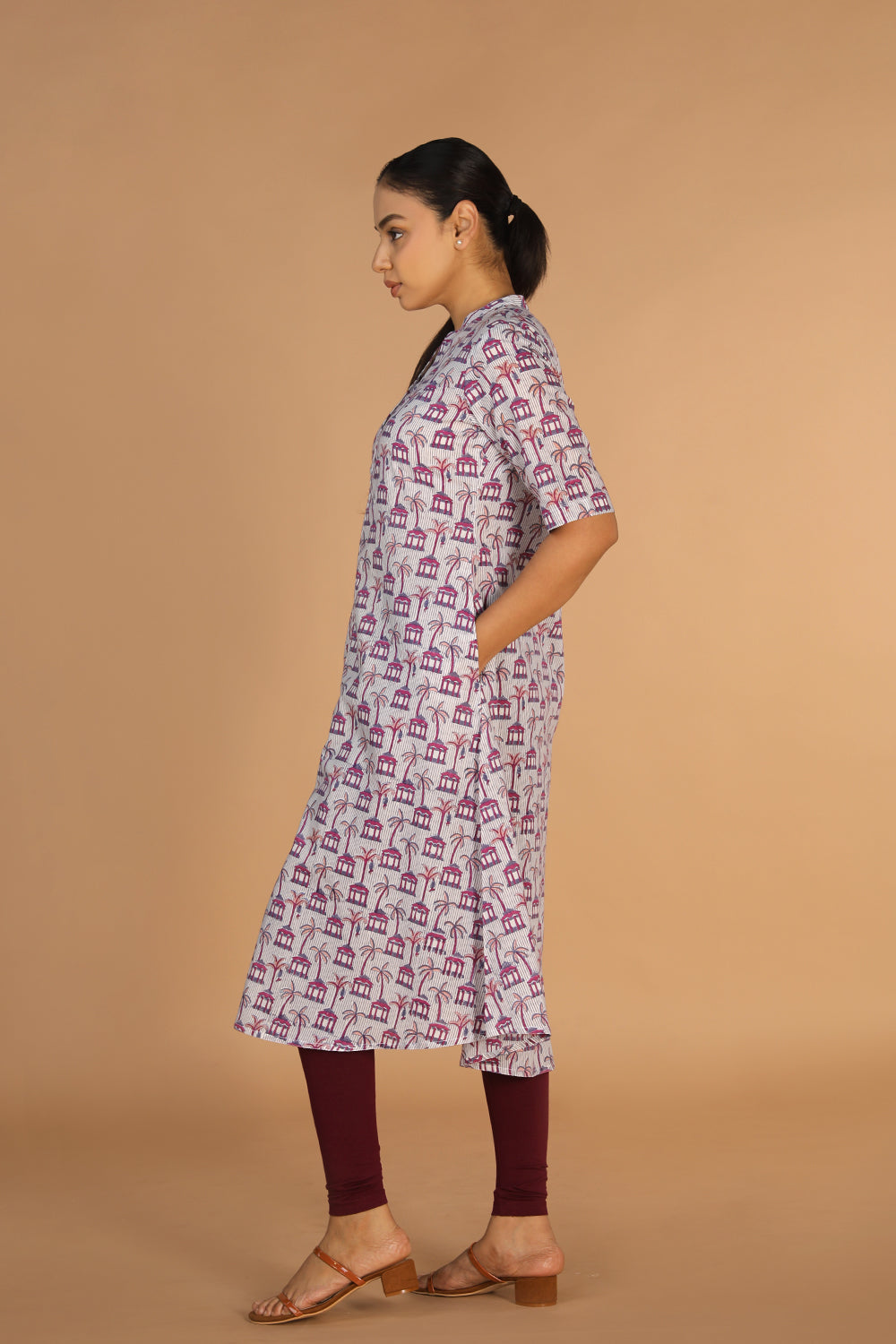 Handblock printed A-line kurti