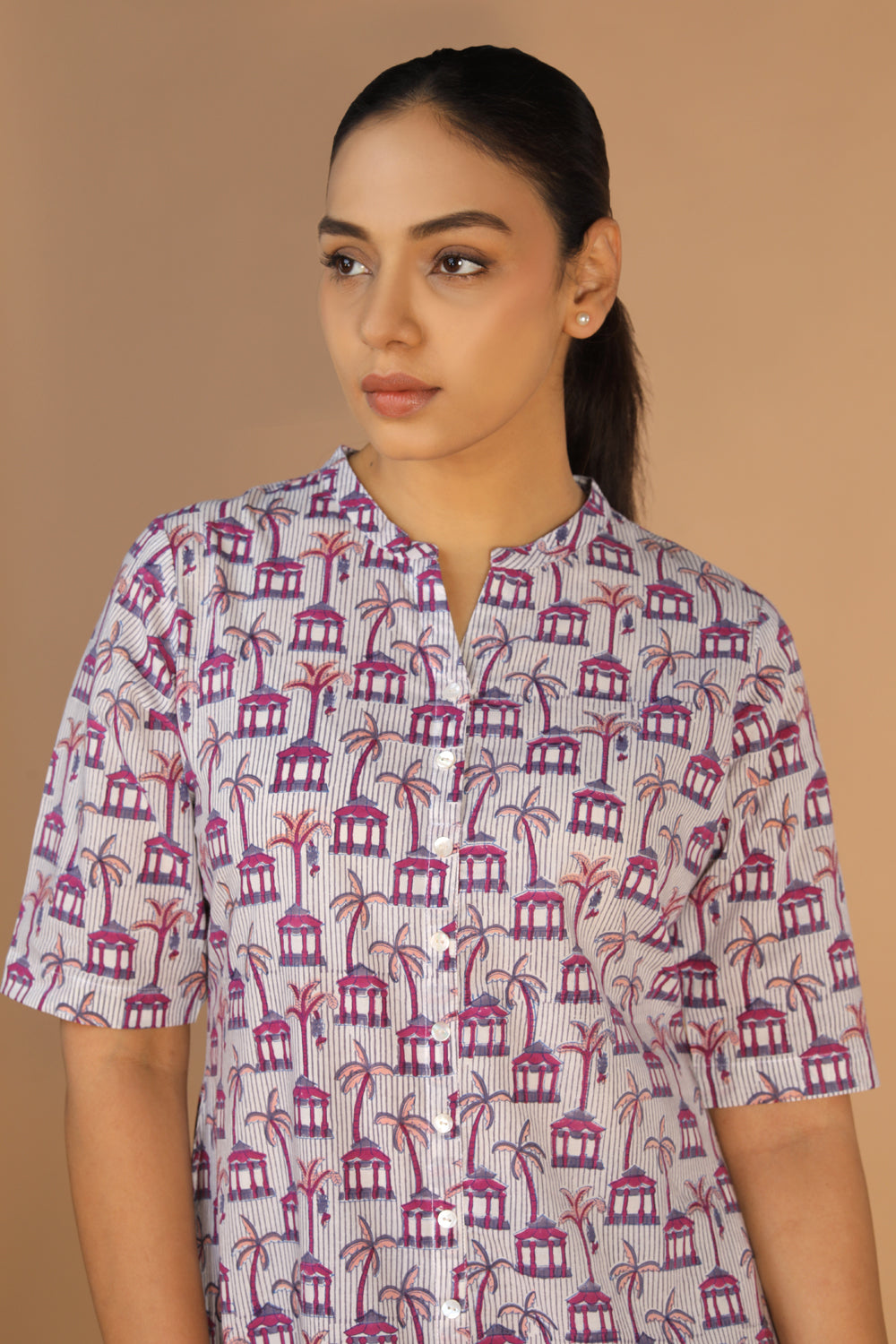 Handblock printed A-line kurti