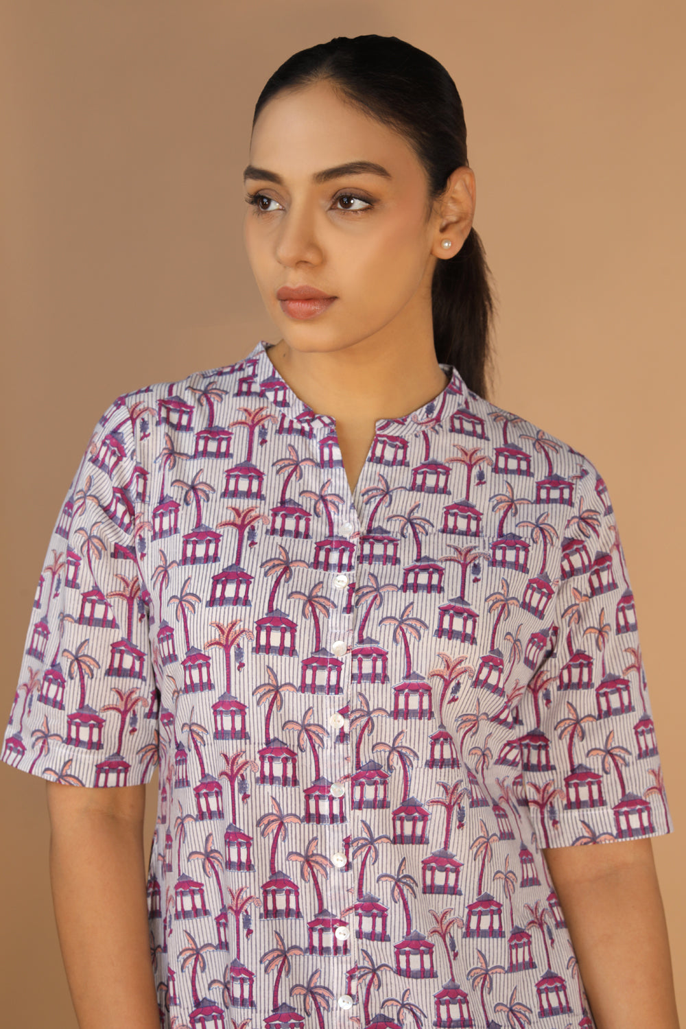 Image of Handblock printed A-line kurti
