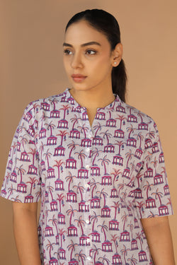 Image of Handblock printed A-line kurti