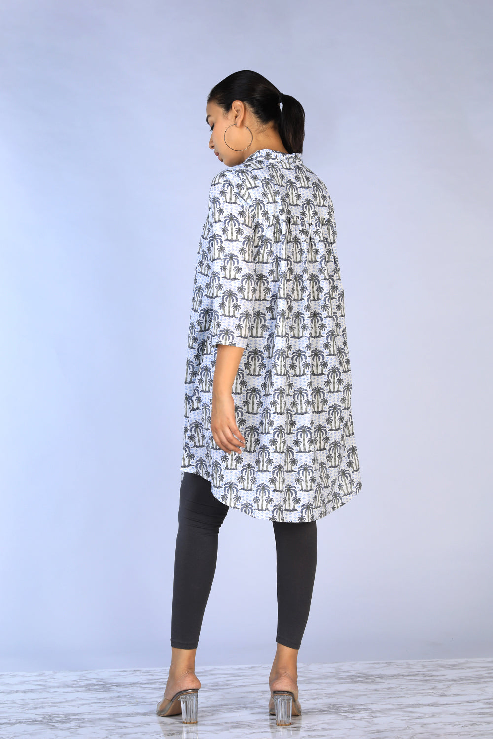 Collection of Handblock Printed gathered long shirt in a gallery layout