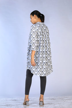 Collection of Handblock Printed gathered long shirt in a gallery layout