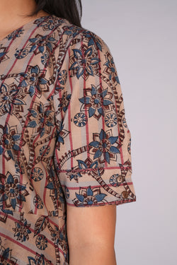 Image of Kalamkari handblock printed striped dress