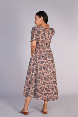 Image of Kalamkari handblock printed striped dress