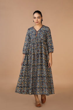 Collection of Cotton Mull Kalamkari Handblock printed dress in a gallery layout