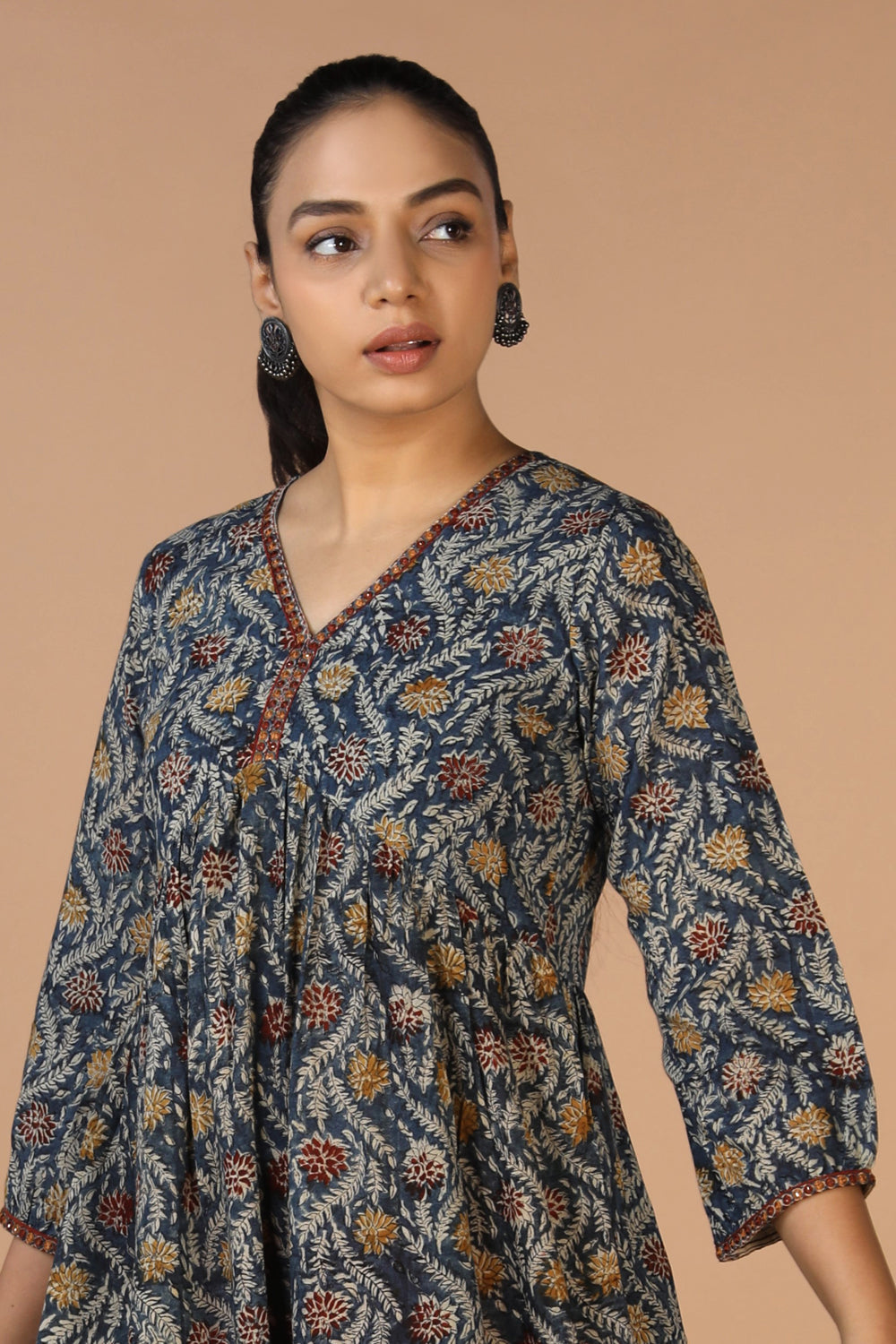 Collection of Cotton Mull Kalamkari Handblock printed dress in a gallery layout