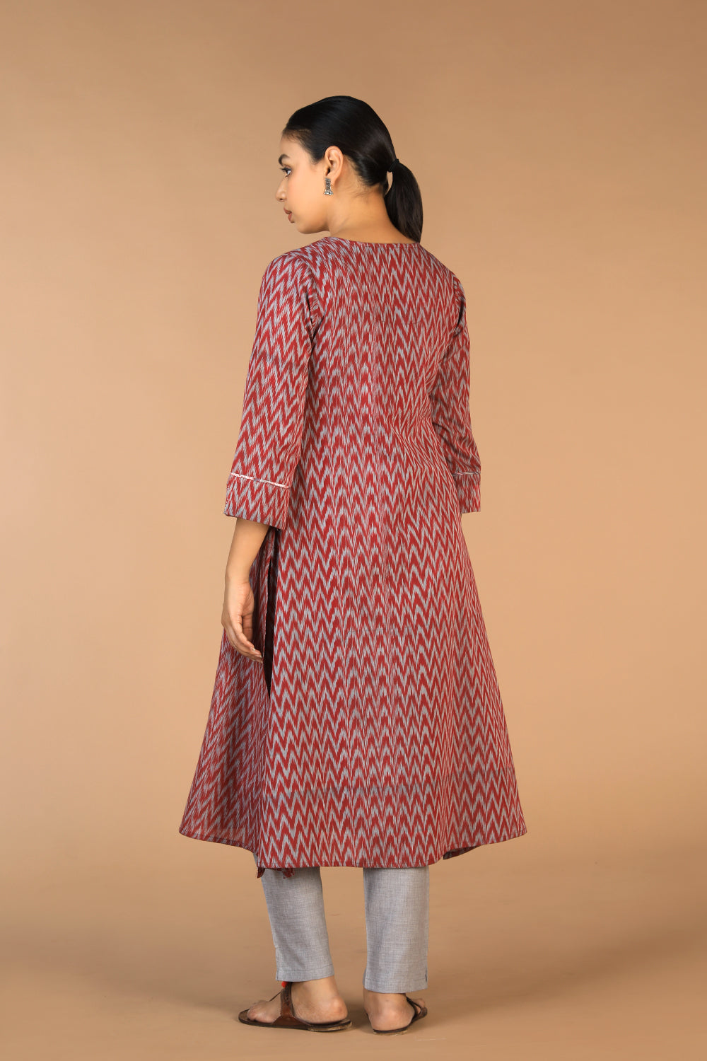 Image of Slate Magenta Cotton pochampally Ikat Kurti