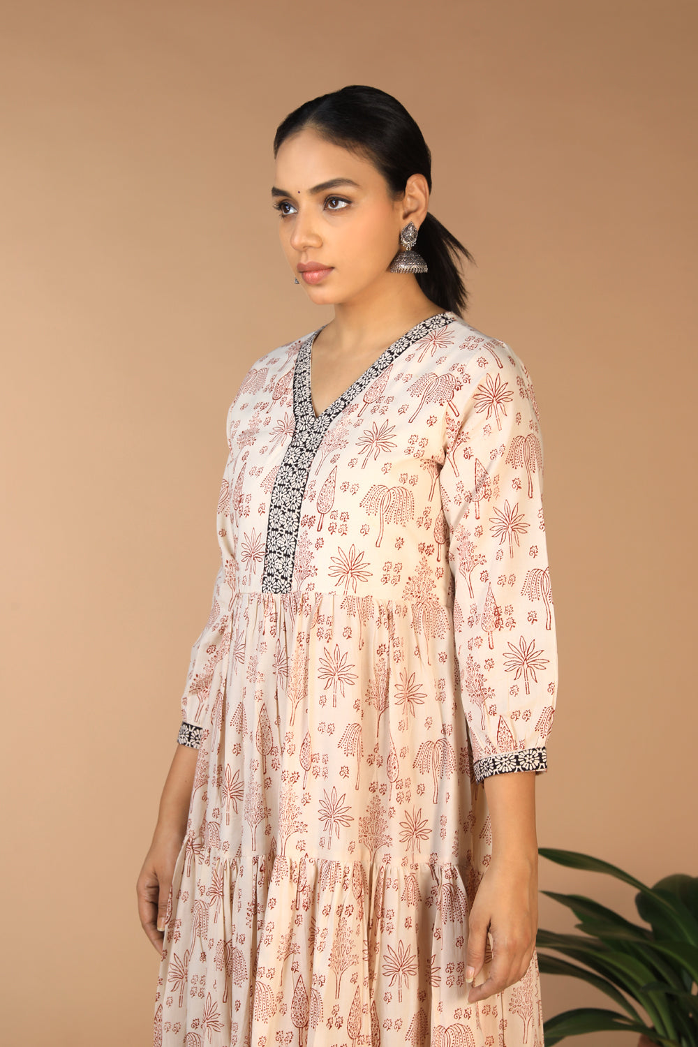 Bagh handblock printed tiered cotton dress