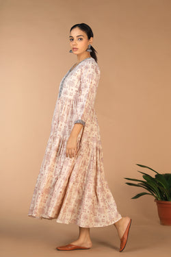 Image of Bagh handblock printed tiered cotton dress