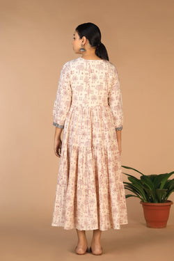 Image of Bagh handblock printed tiered cotton dress