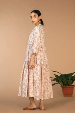 Image of Bagh handblock printed tiered cotton dress