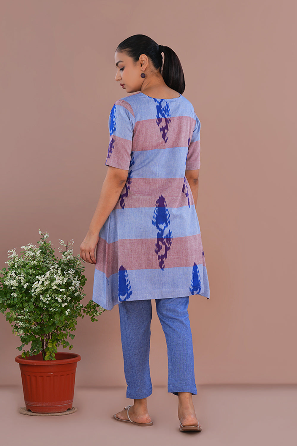 Image of Purple Pochampally Ikat Short Kurta