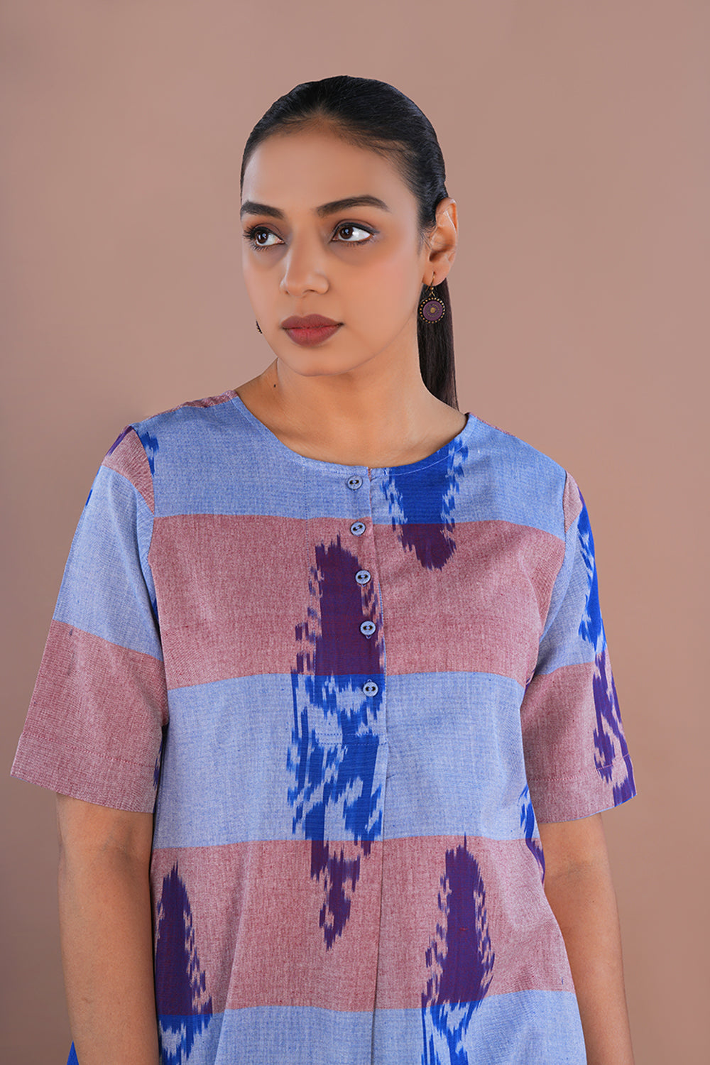 Image of Purple Pochampally Ikat Short Kurta