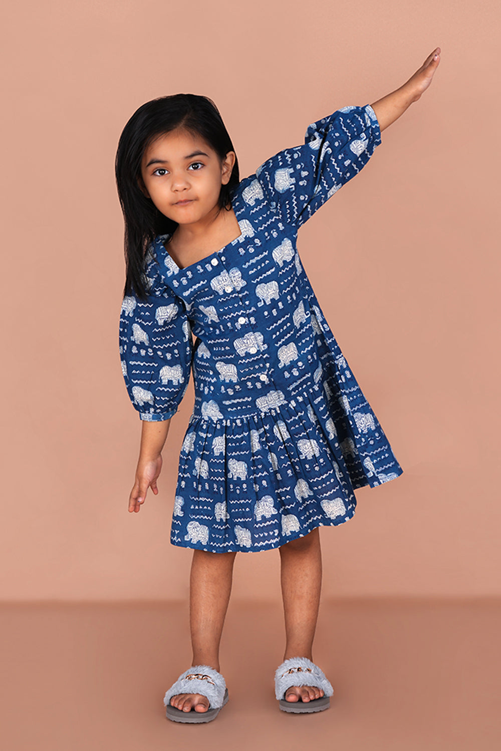 Image of Daboo elephant print girls cotton Frock