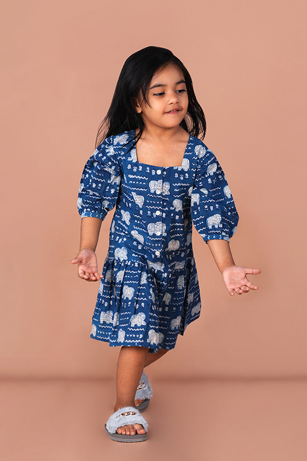 Image of Daboo elephant print girls cotton Frock