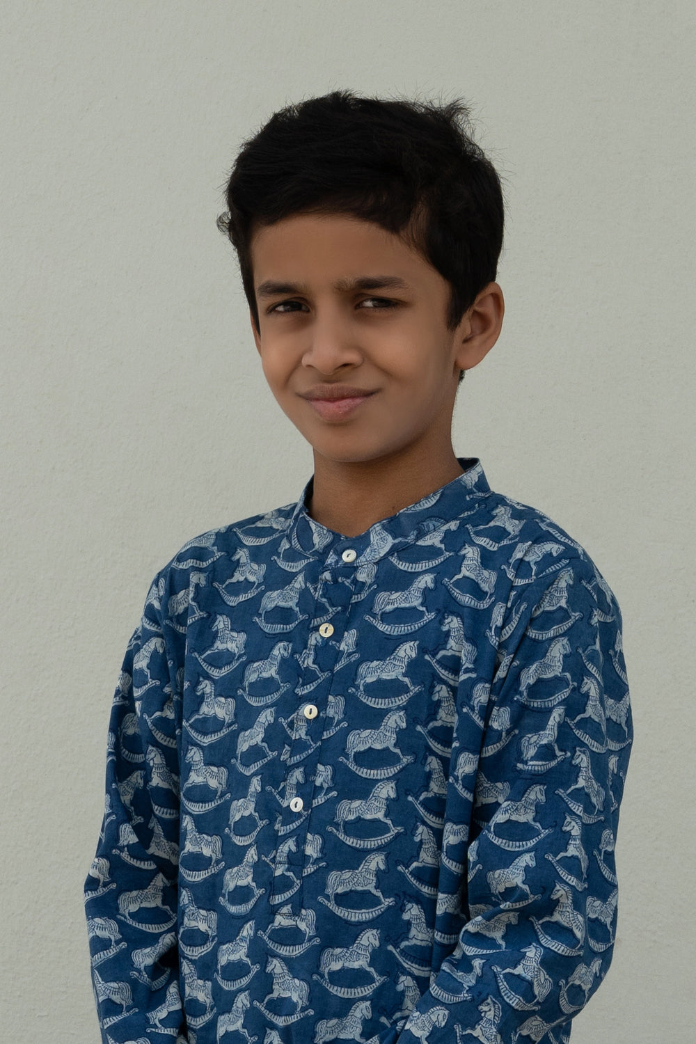 Indigo Bagru Boys Kurta & Pyjama set.