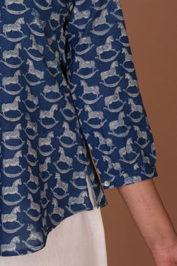 Image of Indigo Bagru block printed short Shirt style Kurta