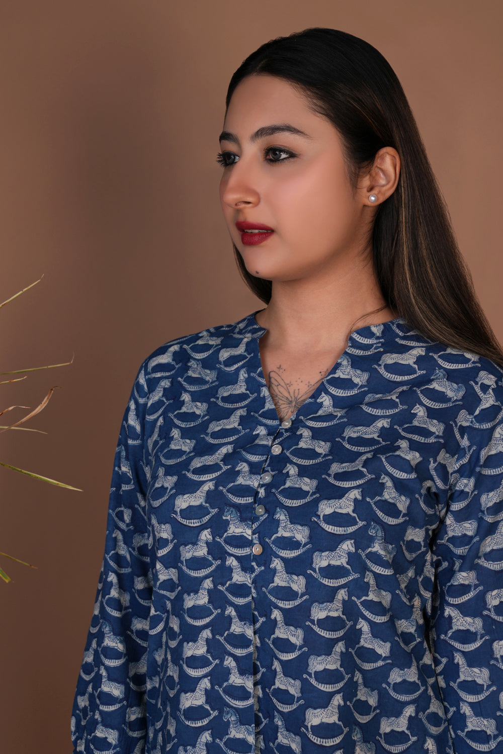 Indigo Bagru block printed short Shirt style Kurta