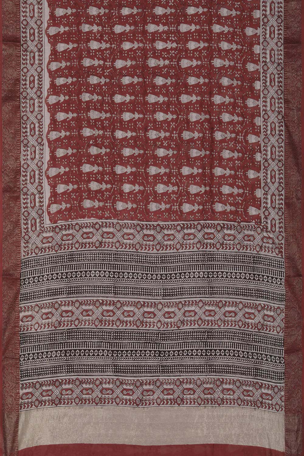 Image of Dancing Kondapalli doll Bagru Chanderi Printed Saree