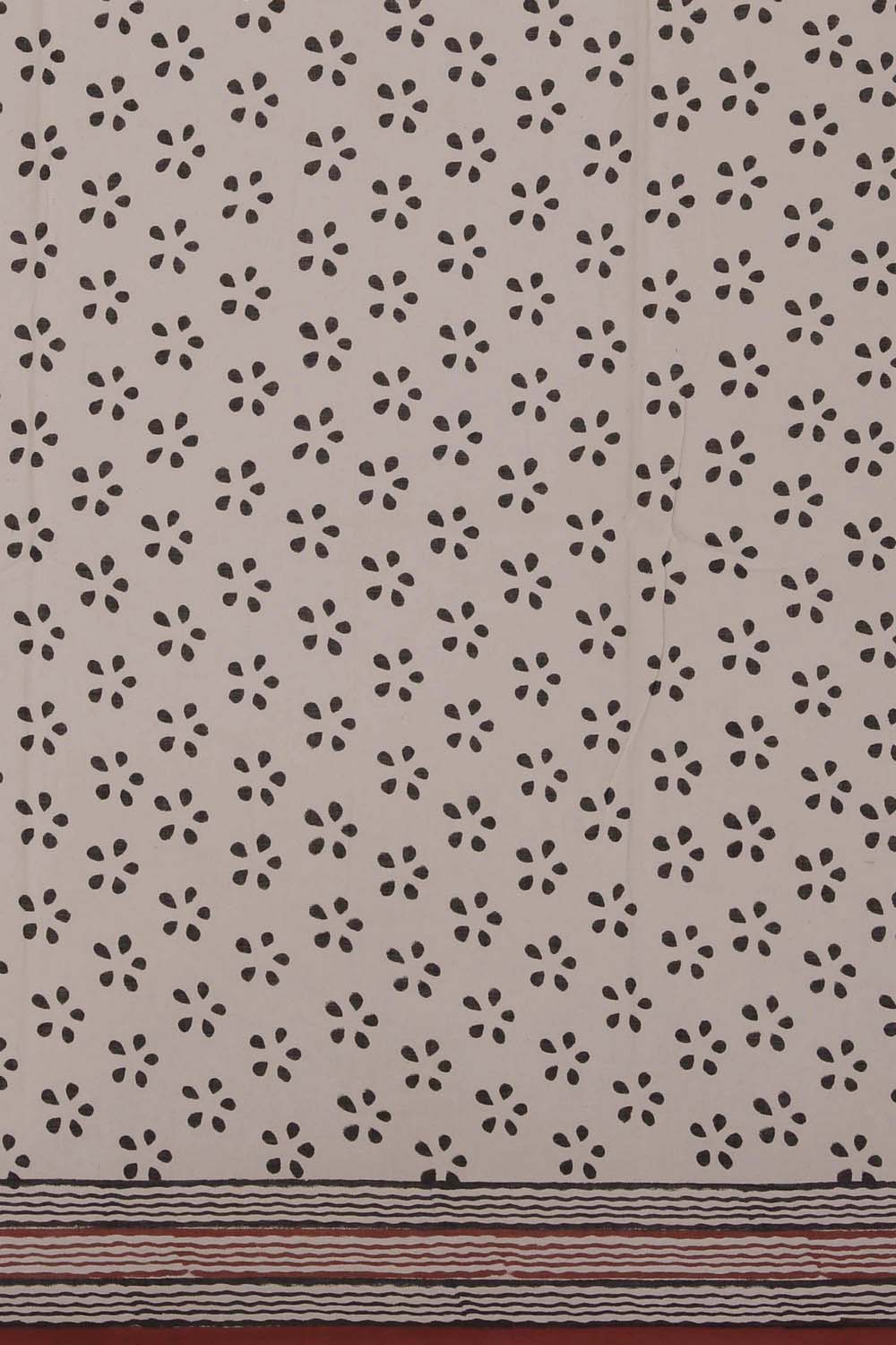 Image of Red Bagru Handblock Printed Cotton Saree