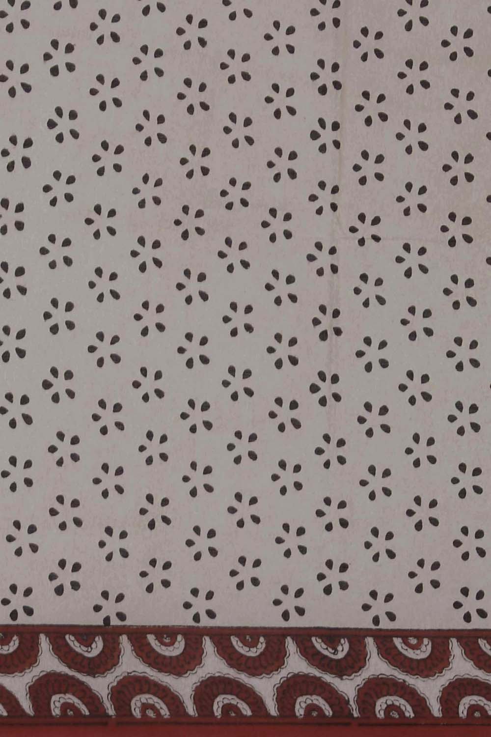 Image of Red Three Bird Bagru Handblock Printed Cotton Saree