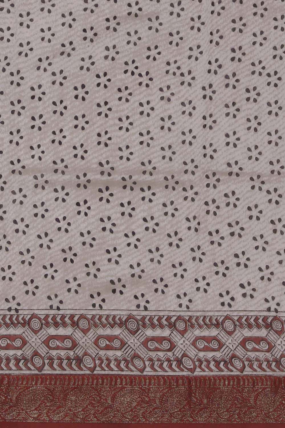 Image of Maroon doll Bagru block Printed Chanderi Saree