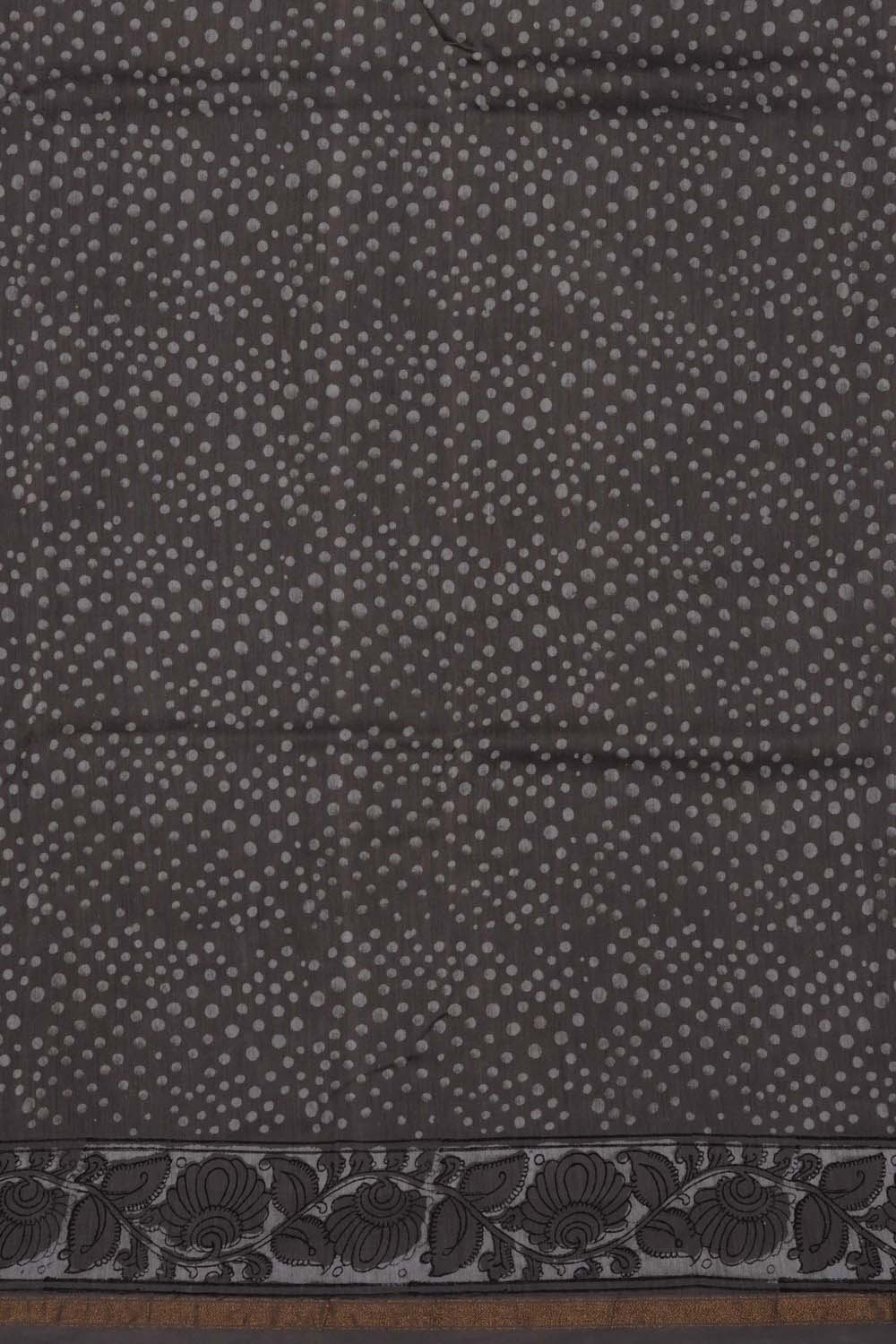 Image of Grey doll Bagru block Printed Chanderi Saree