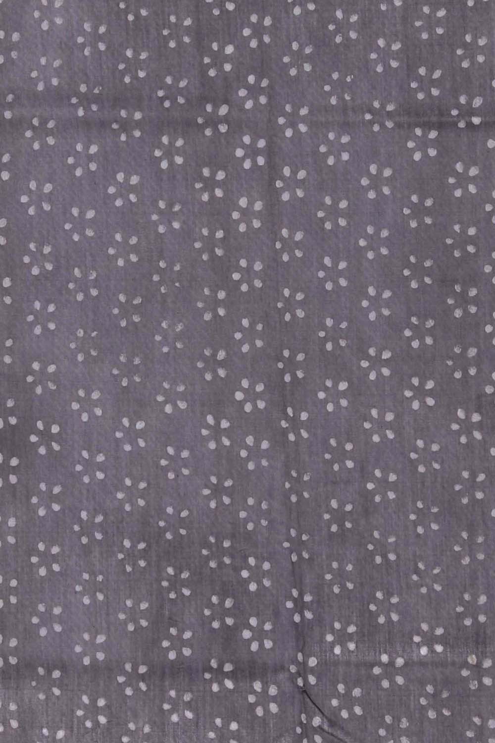 Image of Grey Horse Bagru Handblock Printed Chanderi Saree