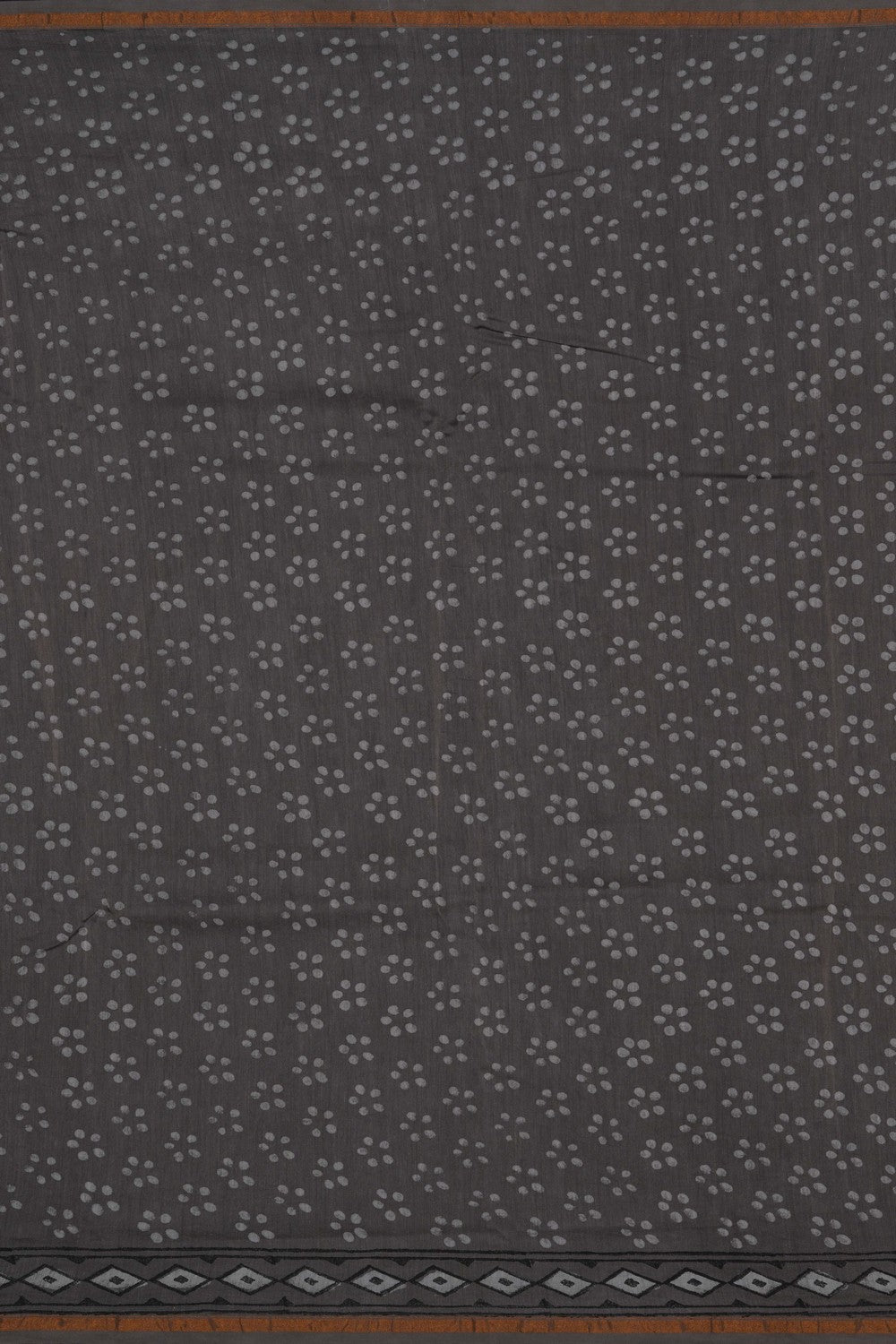 Image of Grey Elephant Bagru block Printed Chanderi Saree